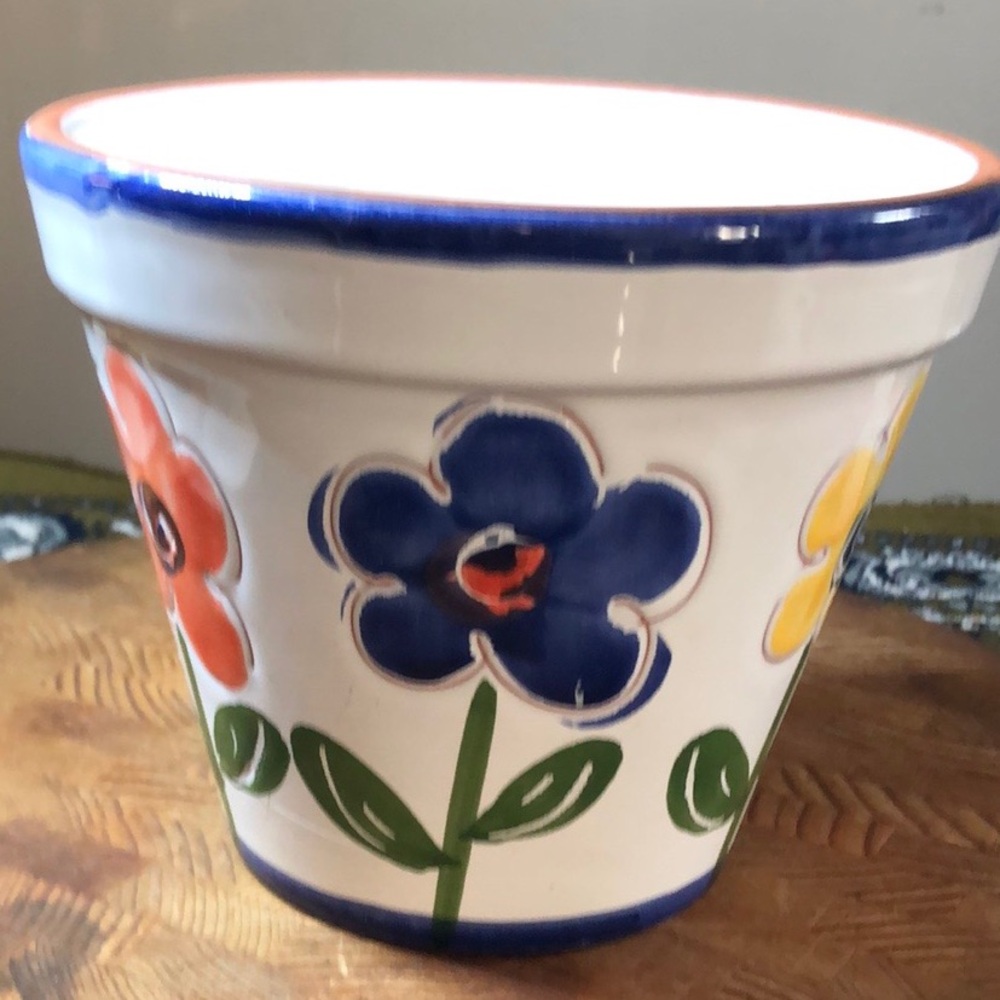 New England Pottery, Colorful Floral Ceramic Pot